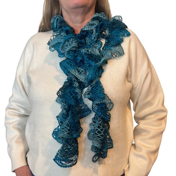 Blue & Red Lacey Scarves - Picture 3 of 7